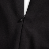 Nora | Refined Black Dress with Belt and Mandarin Collar