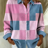 Mia™ | Karierte Strickbluse in sanften Tönen