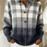 Mara™ | Karierte Strickbluse in sanften Tönen