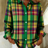 Elina™ | Karierte Strickbluse in sanften Tönen