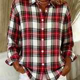 Amelia™ | Karierte Strickbluse in sanften Tönen