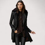 Valentina™ | Eleganter Leder-Mantel in 3/4 Länge