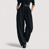 Orina™ | Black Turtleneck Long Sleeve T-Shirt and Straight Pants Two-Piece Set