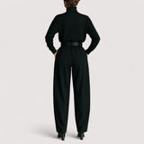 Orina™ | Black Turtleneck Long Sleeve T-Shirt and Straight Pants Two-Piece Set