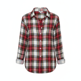 Amelia™ | Karierte Strickbluse in sanften Tönen