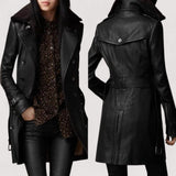 Valentina™ | Eleganter Leder-Mantel in 3/4 Länge