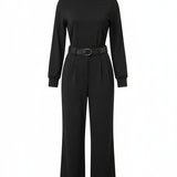 Orina™ | Black Turtleneck Long Sleeve T-Shirt and Straight Pants Two-Piece Set